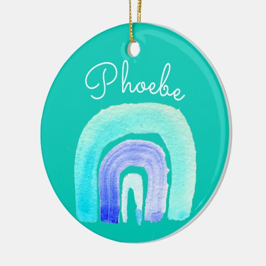 Blauwe regenboogliefde waterverf keramisch ornament (Links)