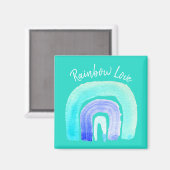 Blauwe regenboogliefde waterverf magneet (Voorkant / Achterkant)