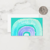 Blauwe regenboogliefde waterverf notitiekaartje (Voorkant / Achterkant in situ)