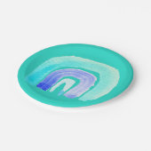 Blauwe regenboogliefde waterverf papieren bordje (Gekanteld)
