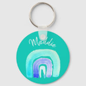 Blauwe regenboogliefde waterverf sleutelhanger (Voorkant)