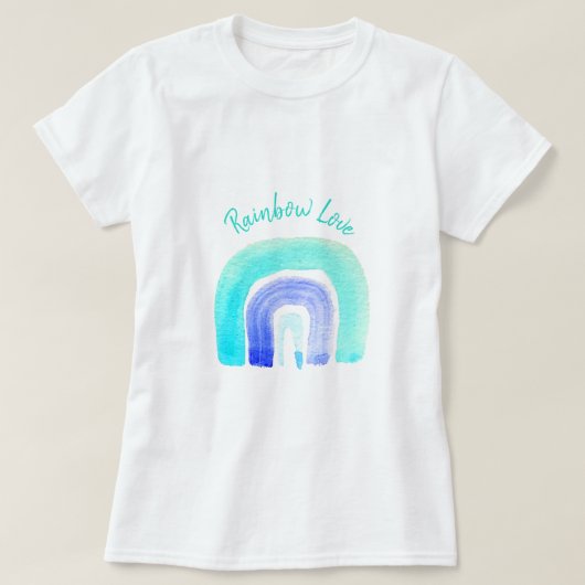 Blauwe regenboogliefde waterverf t-shirt (Design voorkant)