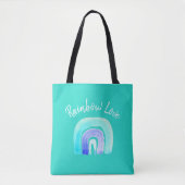 Blauwe regenboogliefde waterverf tote bag (Voorkant)