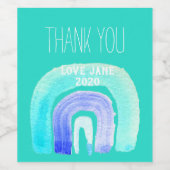 Blauwe regenboogliefde waterverf wijn etiket (Enkel label)