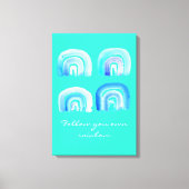 Blauwe regenboogretro turquoise canvas afdruk (Voorkant)
