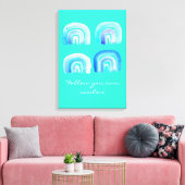 Blauwe regenboogretro turquoise canvas afdruk (Insitu (Woonkamer))