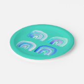 Blauwe regenboogretro turquoise papieren bordje (Gekanteld)