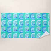 Blauwe regenboogretro turquoise strandlaken (Voorkant)