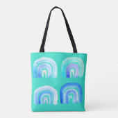 Blauwe regenboogretro turquoise tote bag (Achterkant)