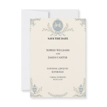 Blauwe Regency Cameo Bruiloft Save The Date