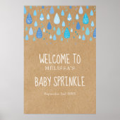 Blauwe regendruppels, Baby / Shower Welkom Poster (Voorkant)