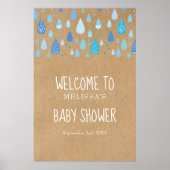 Blauwe regendruppels Boho baby shower / Strooi wel Poster (Voorkant)