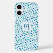 Blauwe regendruppels custom monogram Case-Mate iPhone case (Achterkant)