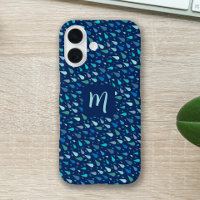 Blauwe regendruppels custom monogram