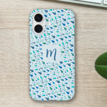 Blauwe regendruppels custom monogram