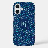 Blauwe regendruppels custom monogram Case-Mate iPhone case (Achterkant)