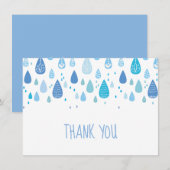 Blauwe regendruppels dank je wel bedankkaart (Voorkant / Achterkant)