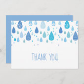 Blauwe regendruppels dank u bedankkaart (Voorkant / Achterkant)