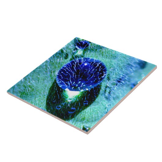 Blauwe regendruppels tegeltje (Zijkant)