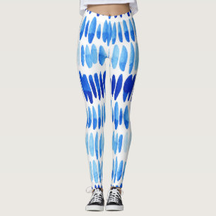 Blauwe regendruppels: Waterverf naadloos Abstract Leggings