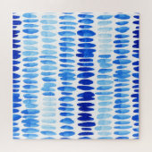 Blauwe regendruppels: Waterverf naadloos Abstract Legpuzzel (Horizontaal)