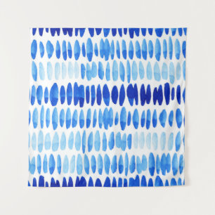Blauwe regendruppels: Waterverf naadloos Abstract Wandkleed