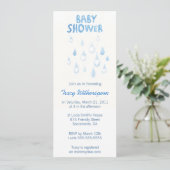 Blauwe regenval baby shower Uitnodiging (Staand voorkant)