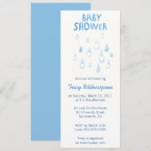 Blauwe regenval baby shower Uitnodiging (Voorkant / Achterkant)