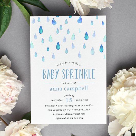 Blauwe regenval | Uitnodiging voor Baby Sprinkle