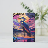 Blauwe reiger bij zonsondergang briefkaart (Staand voorkant)