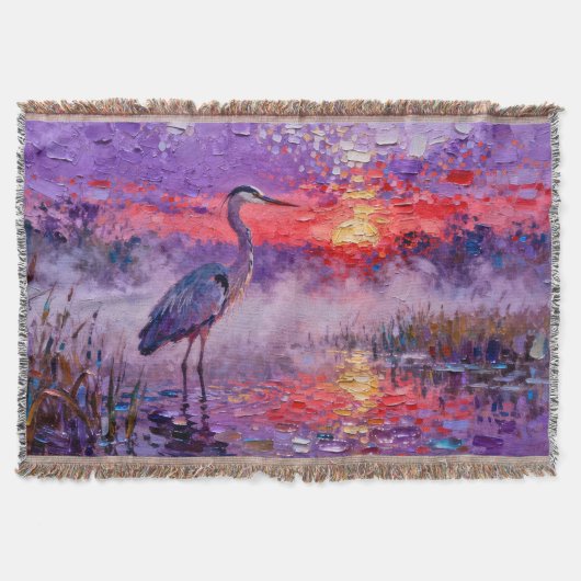 Blauwe reiger bij zonsondergang deken (Voorkant)
