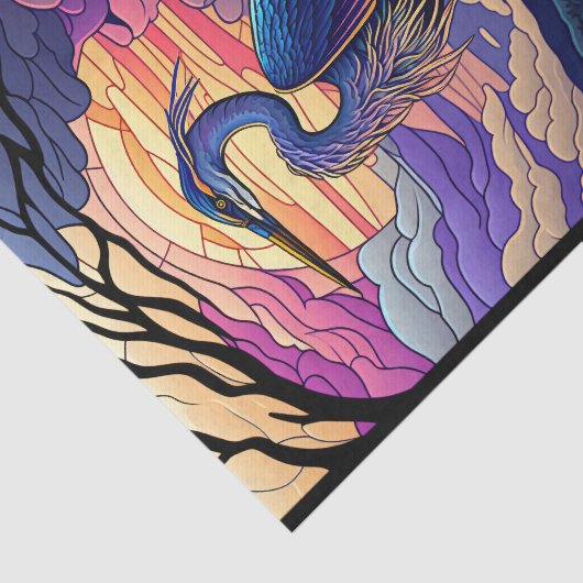 Blauwe reiger bij zonsondergang tissuepapier (Detail)