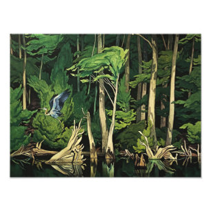 Blauwe Reiger Canadese Schilderij door A J Casson Foto Afdruk
