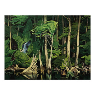 Blauwe Reiger Canadese Schilderij door A J Casson Perfect Poster