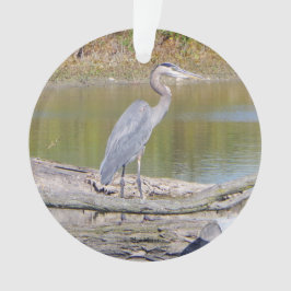 Blauwe Reiger dubbelzijdige plastic ornament