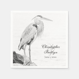 Blauwe reiger en rotsen, Water Vogel Schets Bruilo Servet