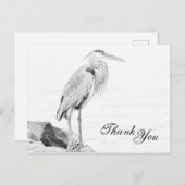 Blauwe reiger en rotsen, watervogel schets Dank u Briefkaart (Voorkant / Achterkant)