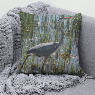 Blauwe Reiger Foto Wetland Natuur Foto Kussen