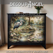 Blauwe reiger in de vijver Decoupage Tissuepapier