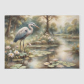 Blauwe reiger in de vijver Decoupage Tissuepapier (Voorkant)