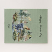 Blauwe reiger in Lake Happy Vaderdag puzzel (Horizontaal)