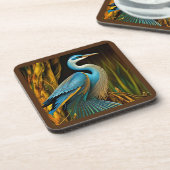 Blauwe reiger in Reeds Bier Onderzetter (Linkerzijde)