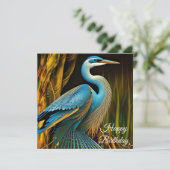 Blauwe reiger in Reeds Gelukkige Verjaardag (Staand voorkant)