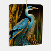 Blauwe reiger in Reeds Keramisch Ornament (Rechts)