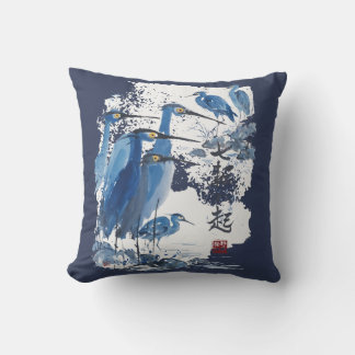 Blauwe Reiger Japanse Inktwassing Vogel Natuur Kussen