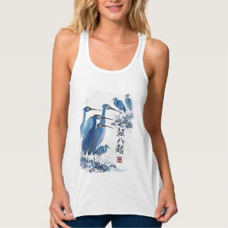 Blauwe Reiger Japanse Inktwassing Vogel Natuur Tanktop