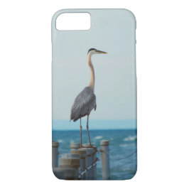 Blauwe reiger kijkt in het blauw 	iPhone 8/7 hoesje