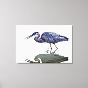 Blauwe reiger kunst canvas afdruk