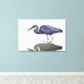Blauwe reiger kunst canvas afdruk (Insitu (Houten vloer))
