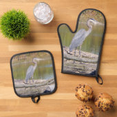 Blauwe Reiger Ovenwant & Pannenlap Set (Top down)